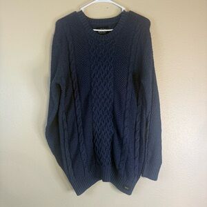 Diesel Dark Blue Cable Knit Crewneck Sweater L